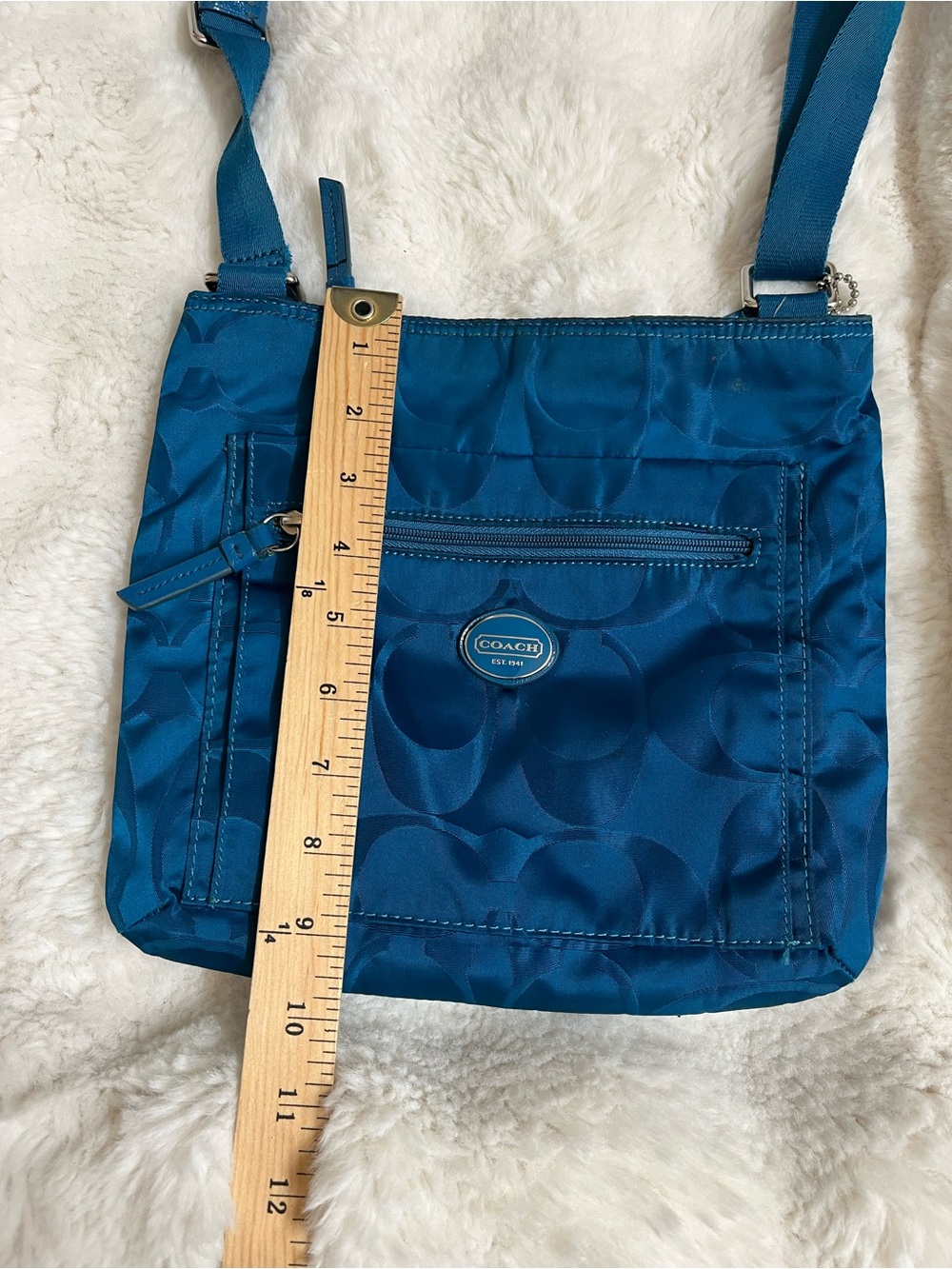 Coach Teal Signature Nylon Crossbody Bag - Pre-Owned - Picture 6 of 16